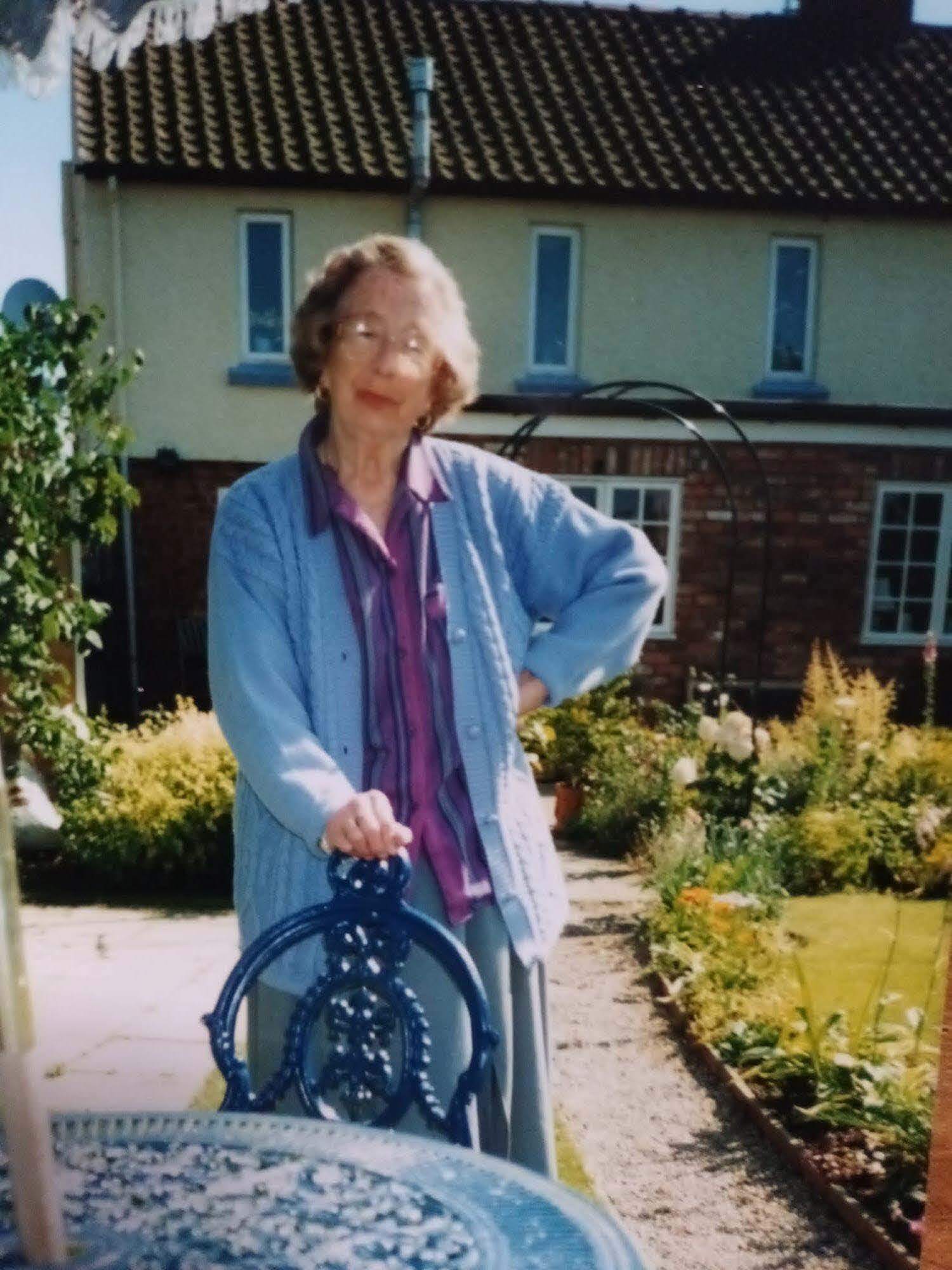 Doris Lee in her garden in York