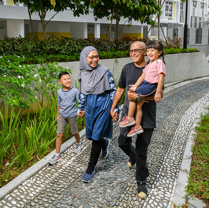 A family walking in Queenstown