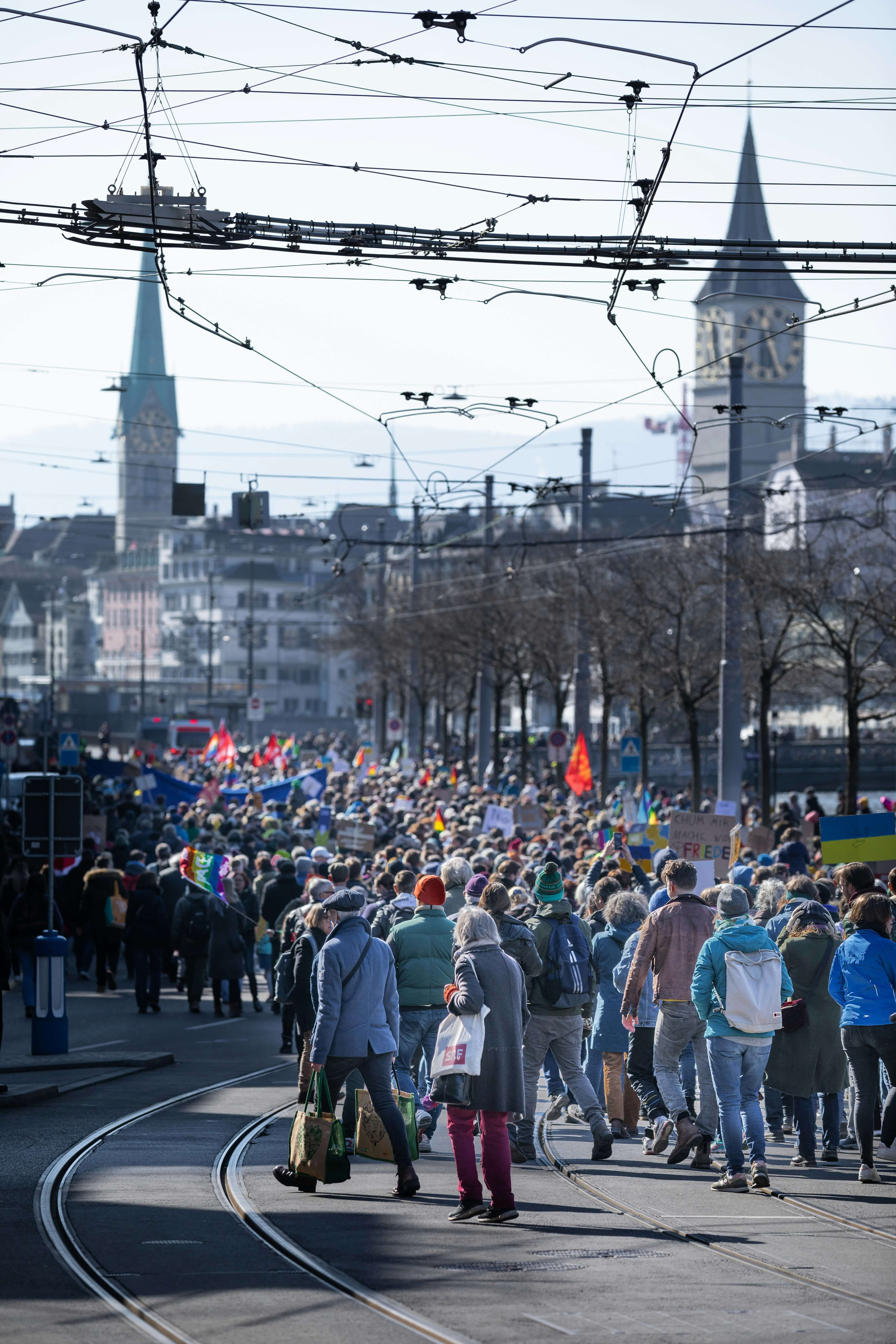 People of all ages walking in Zurich