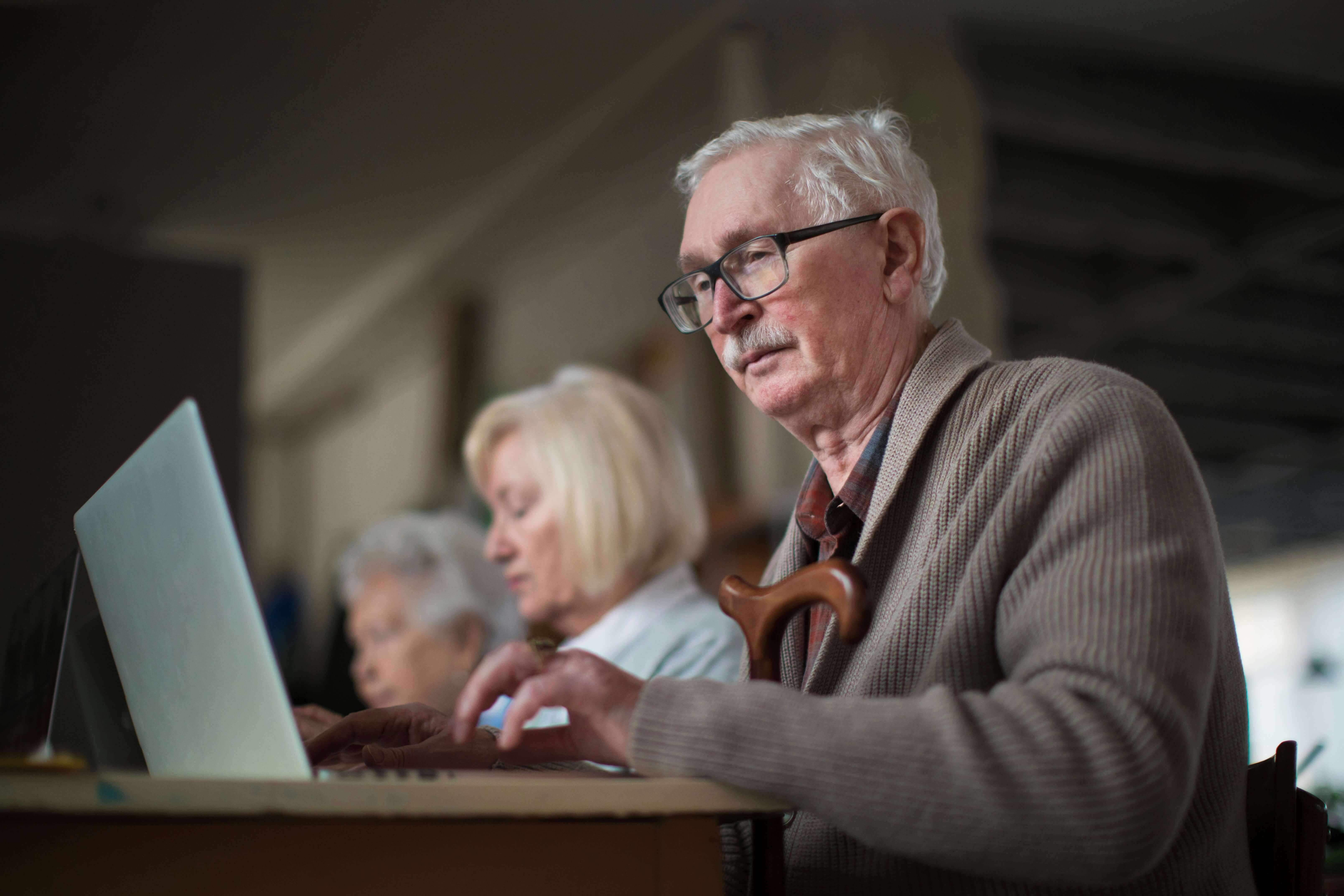 Older man at a computer