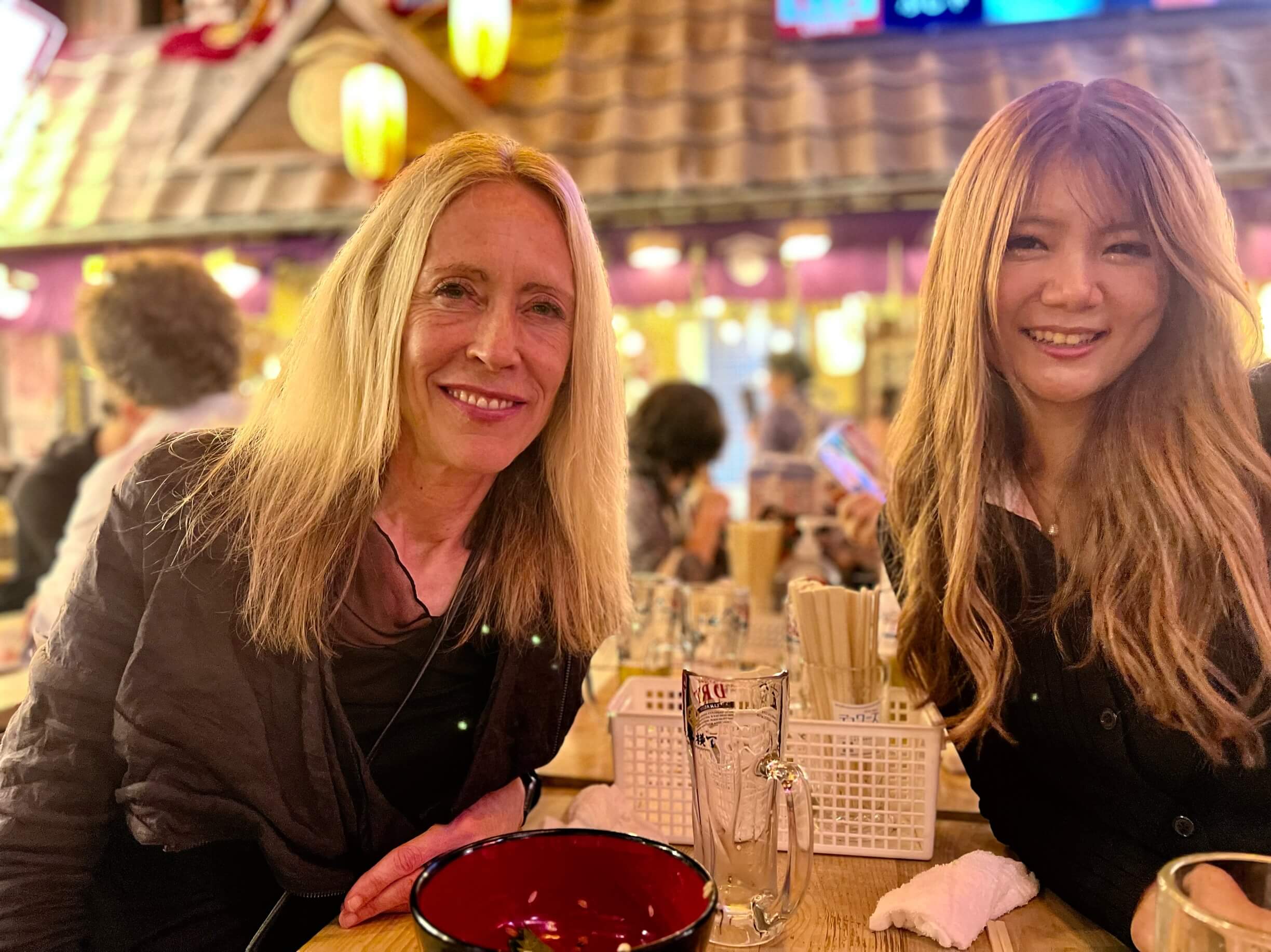 Tina dn Yukari in Tokyo having dinner