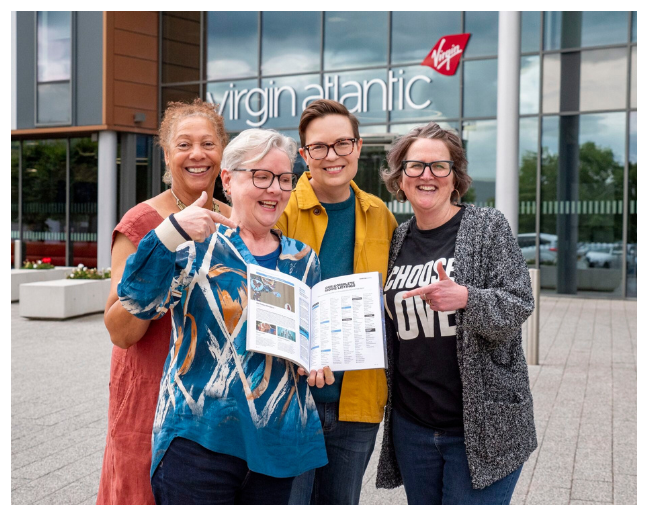 WOFFF women outside Virgin HQ