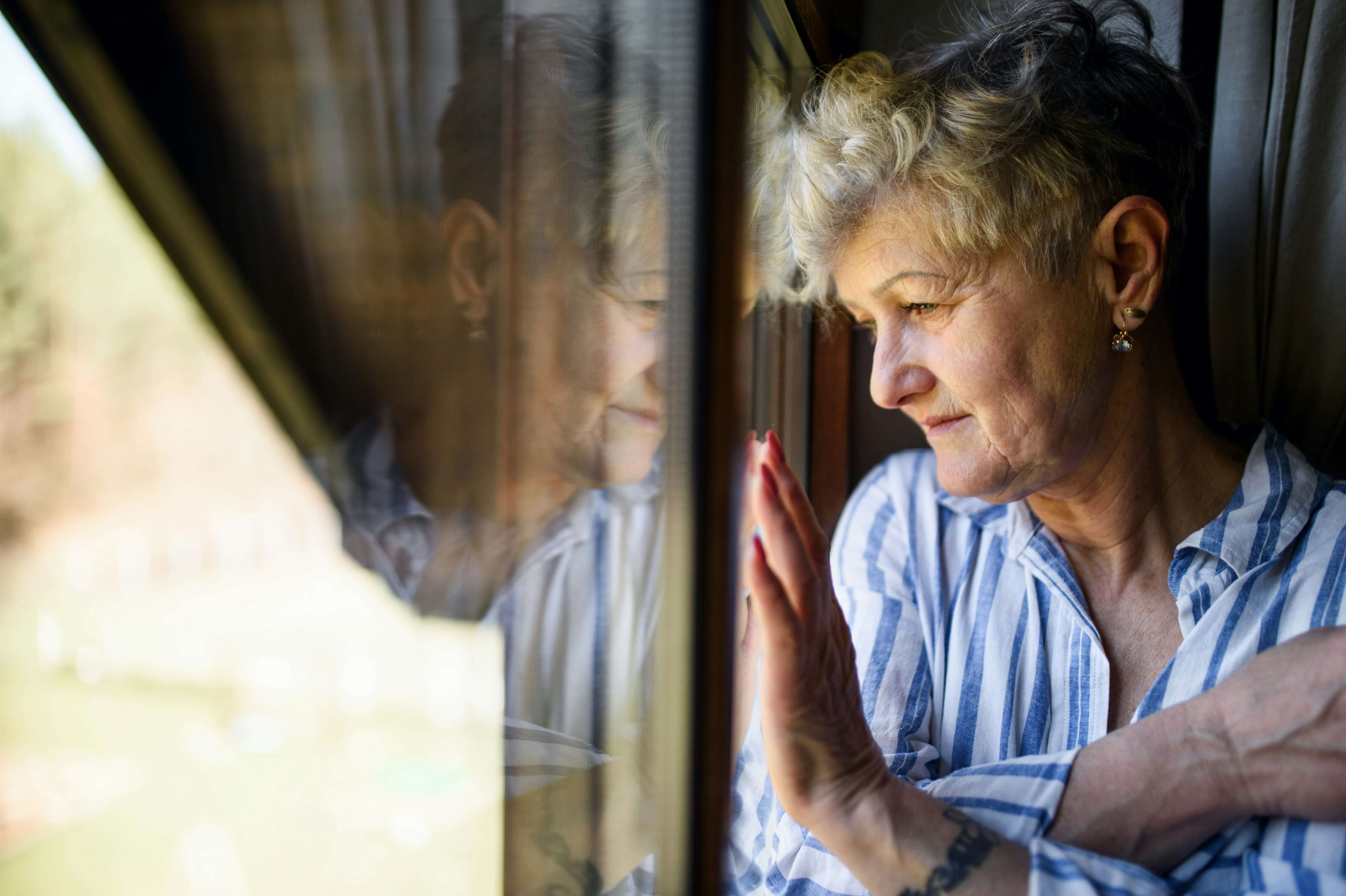 Woman looking out of the window