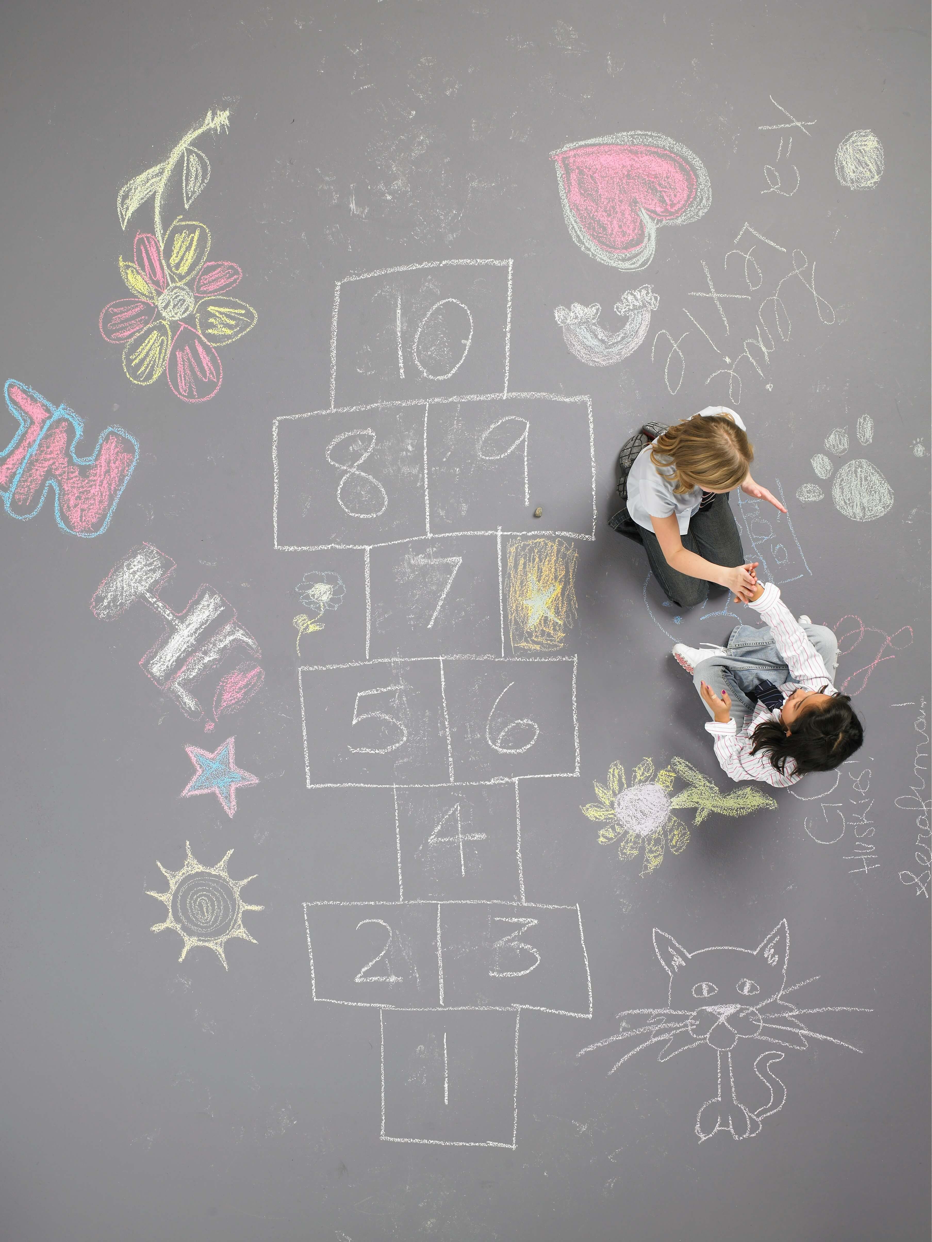 Children playing hopscotch