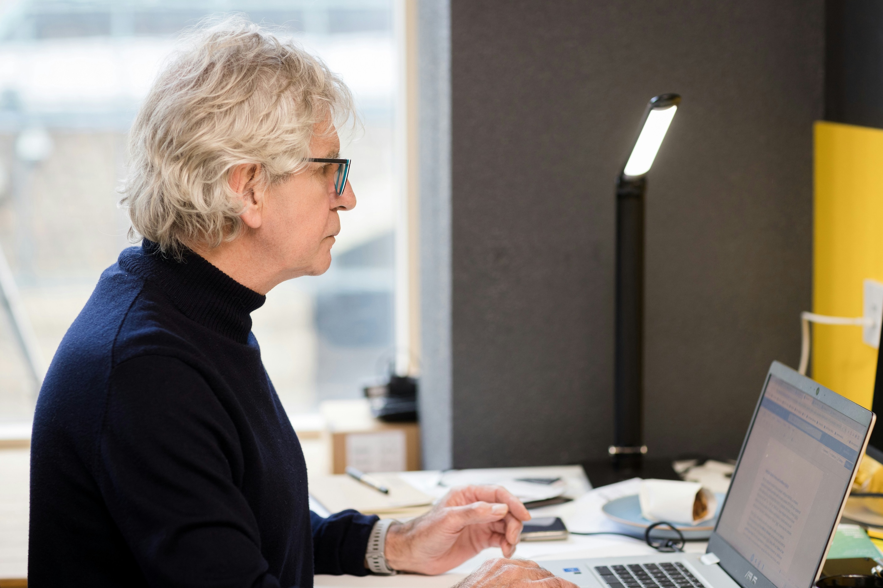 Older man at a computer