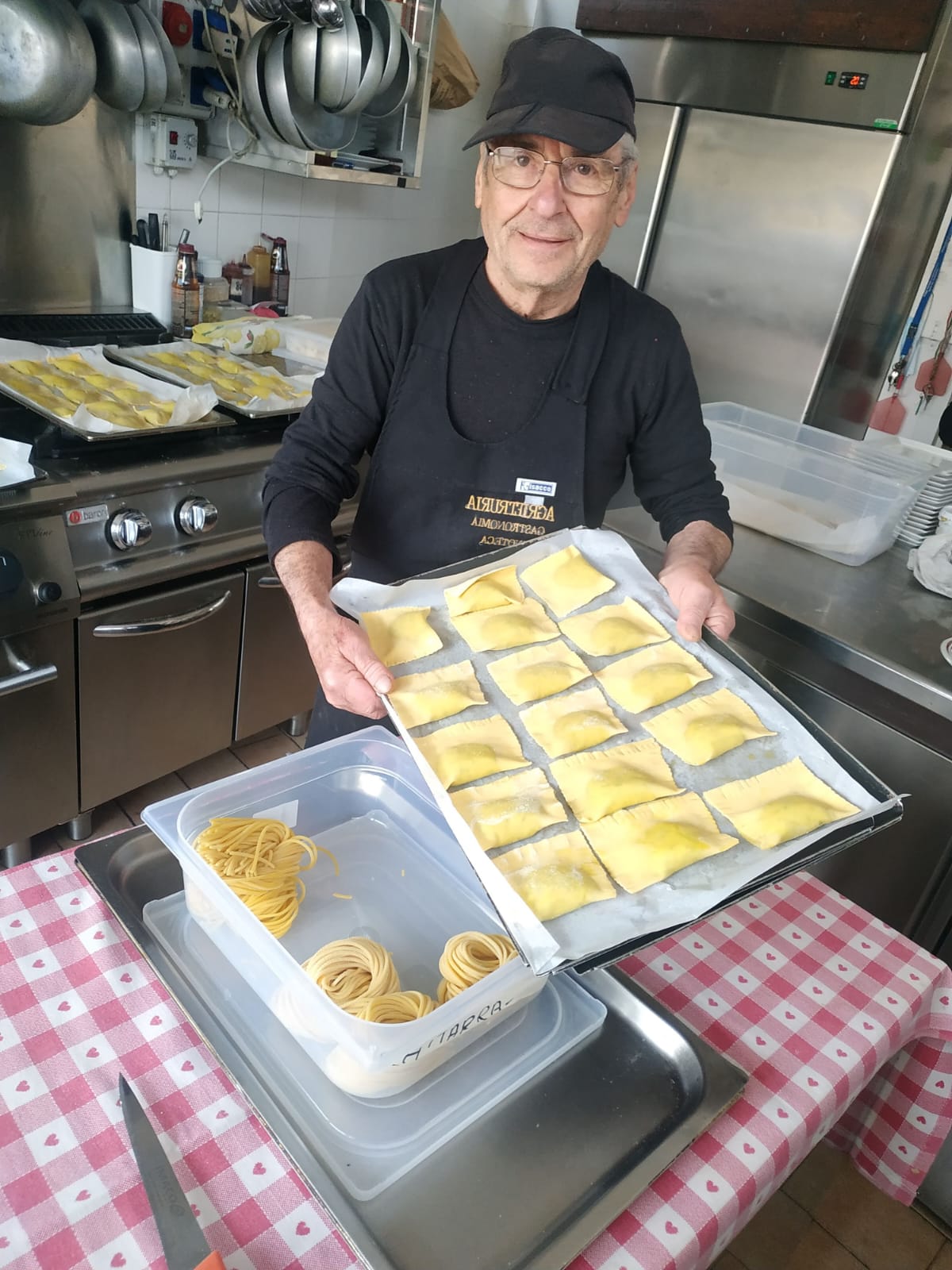 Luigi preparing ravioli.