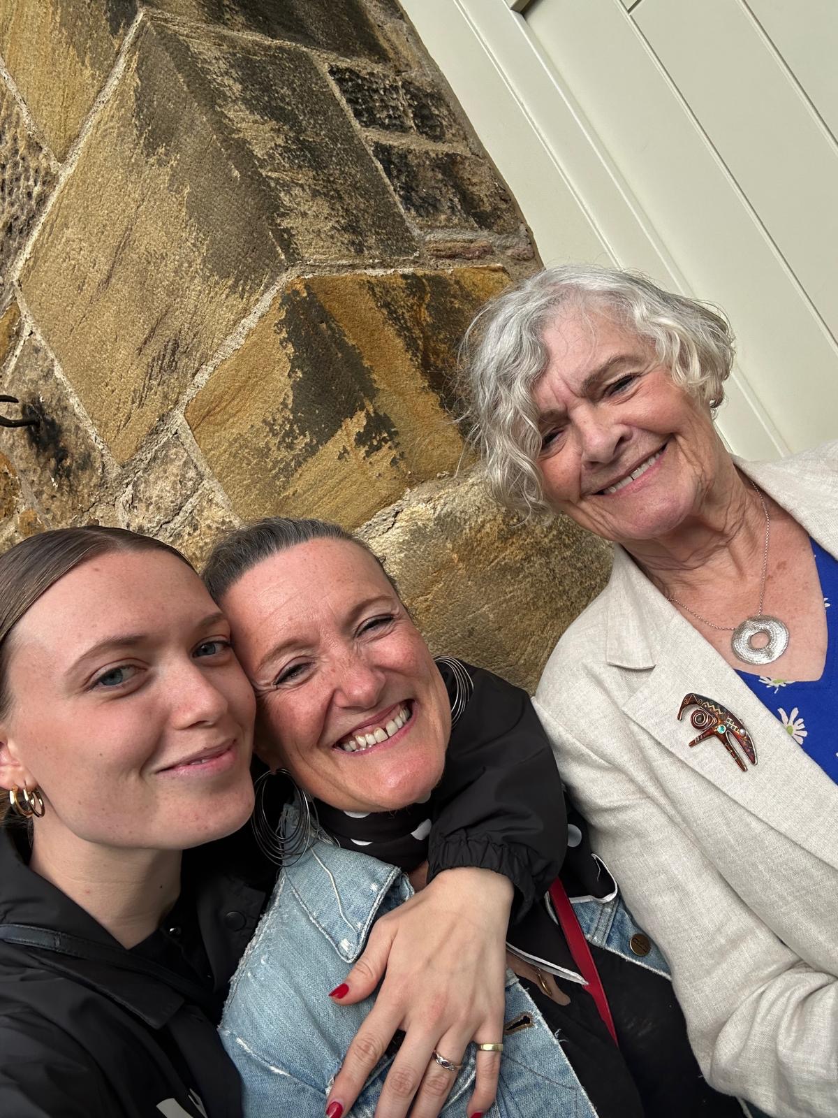 Ros, myself and my daugher smiling at the camera.