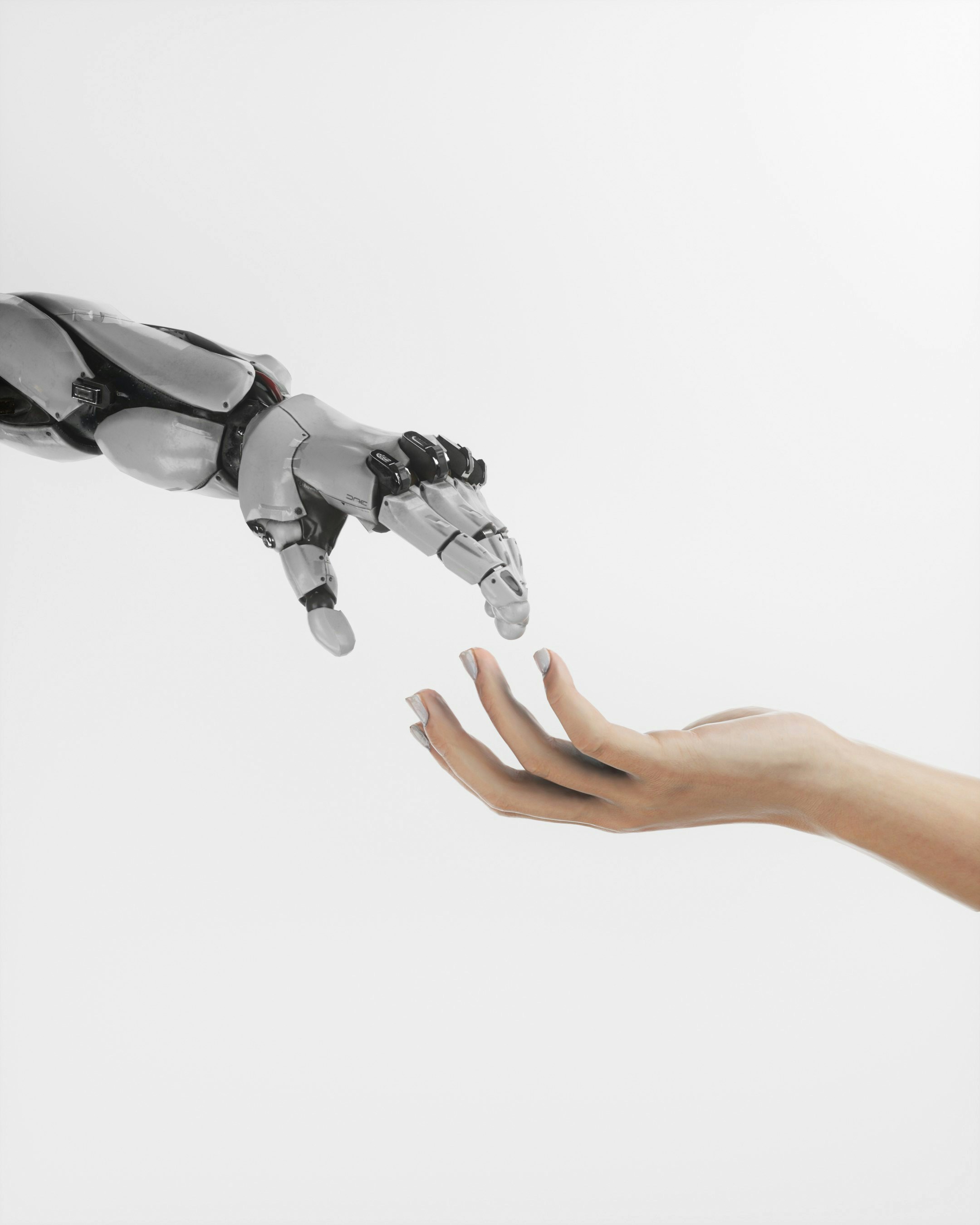 Robot and human hand touching